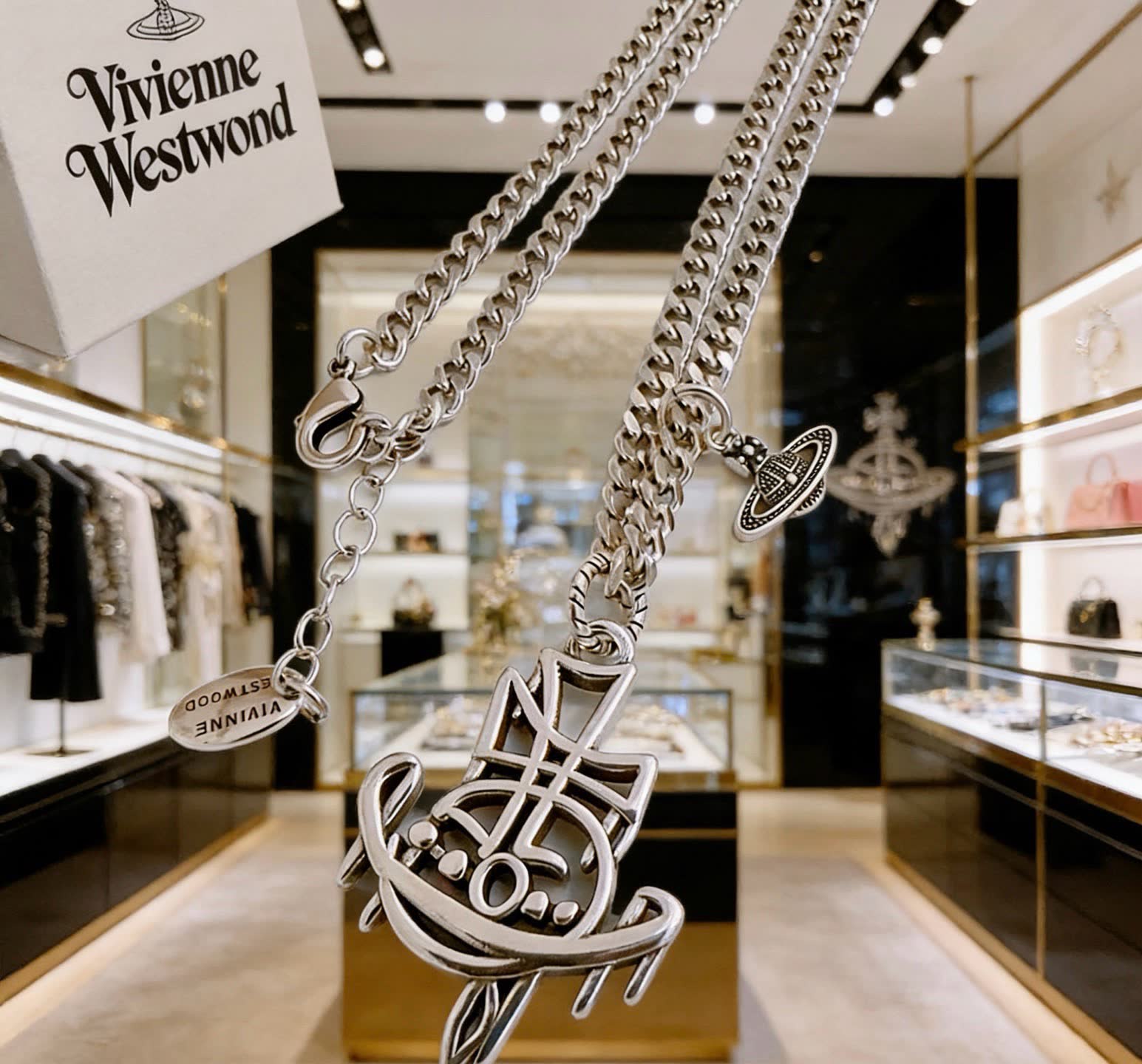 Vivienne Westwood Silver Chain with Logo Pendant